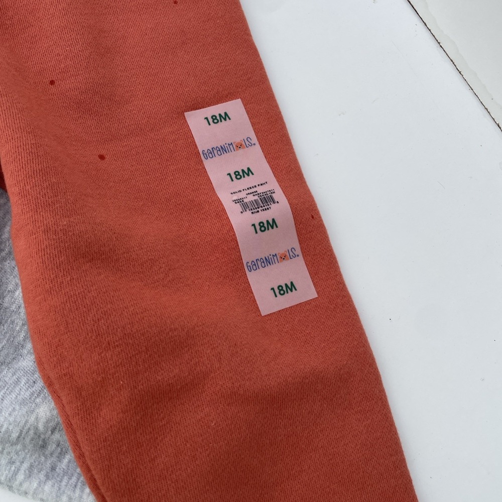 Garanimals 2-Pack Jogger Pants 18M Gray Orange Fleece Cotton Pull On Elastic - Picture 2 of 4